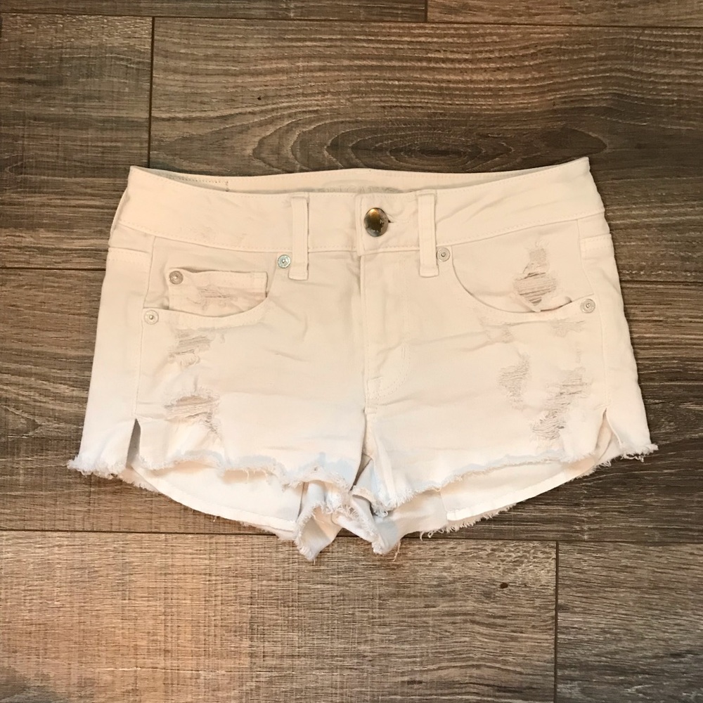 AEO white jean shorts